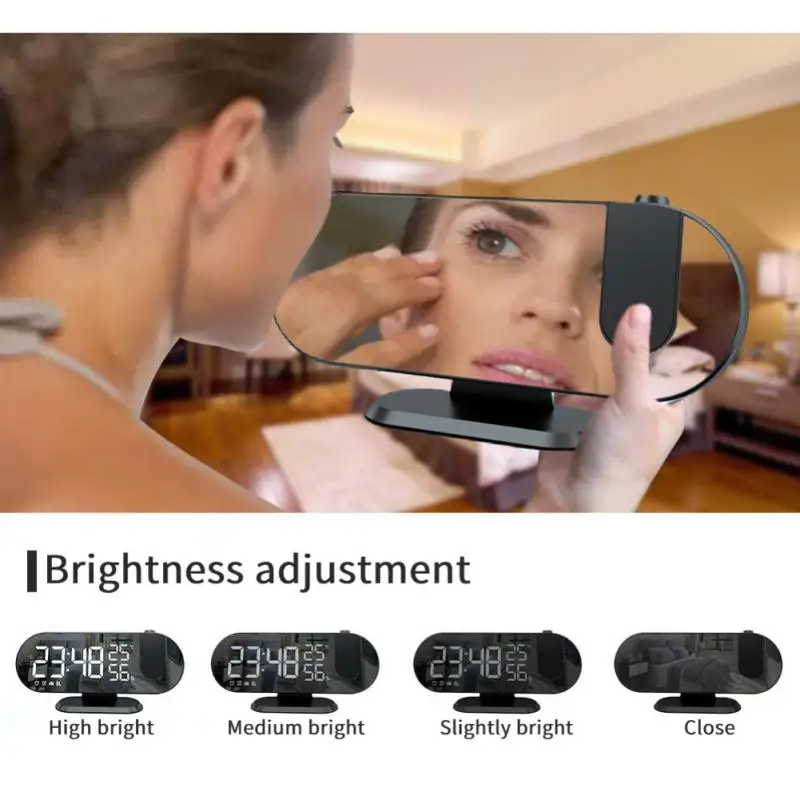 Часы-Будильник с FM-радио и зеркальной проекцией светодиодный дисплей