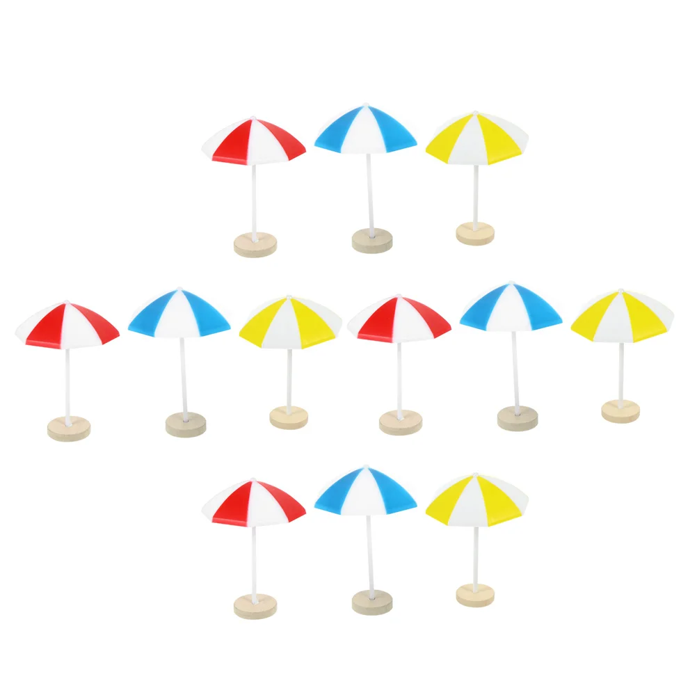 

12pcs Mini Beach Umbrella Miniature Beach Umbrellas Micro Landscape House Miniature Decors