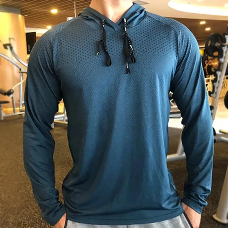 

Sports Men's Autumn Winter Loose Casual Sweat Absorbent Running Shirt Hoodie Training Quick Dry Fitness Clothing Thin Sweatshirt