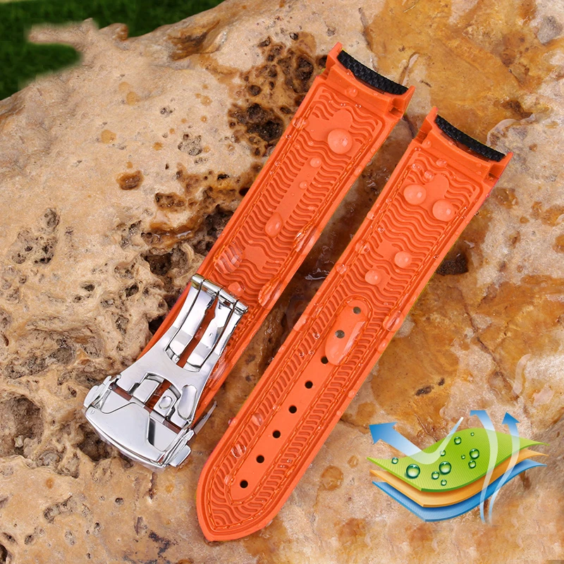 Nylon Rubber Watch Band Fit For Omega Seamaster 300 Planet Ocean 600 Black Canvas Orange Silicone Strap 20mm 22mm