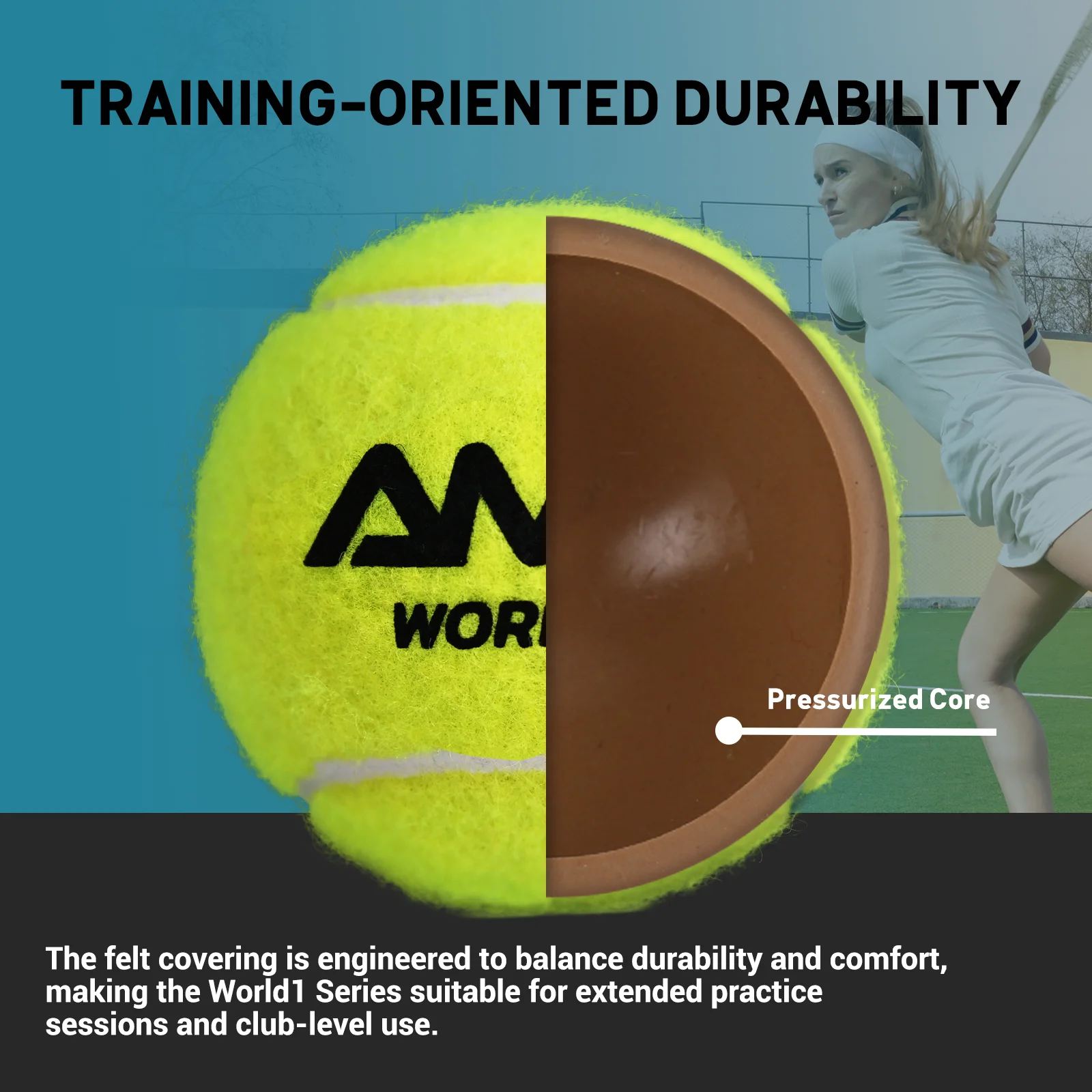 Фото AMA SPORT World Padel Balls 1 банка 3 мяча — Optimal Bounce Padel Balls для профессионалов и любителей теннисного мяча №2