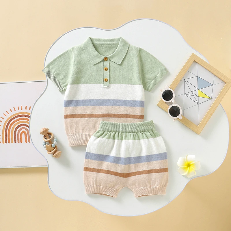 

Baby Clothes Sets for Newborn Boys Summer Turtle Neck Short Sleeve T-Shirts+Shorts Infant Cotton Outfits 2pcs Toddler Tracksuits