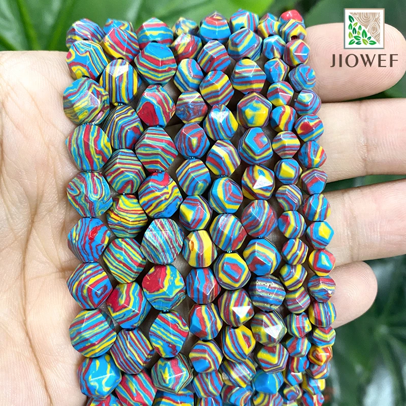 

6/8/10MM Faceted Light Blue Stripe Malachite Loose Beads Natural Stone for Earrings rings Jewelry Making Diy Bracelet 15" Strand