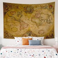 retro world map wall tapestry european nostalgic sailing map print 100microfiber fabric corridor bedroom living room home decor