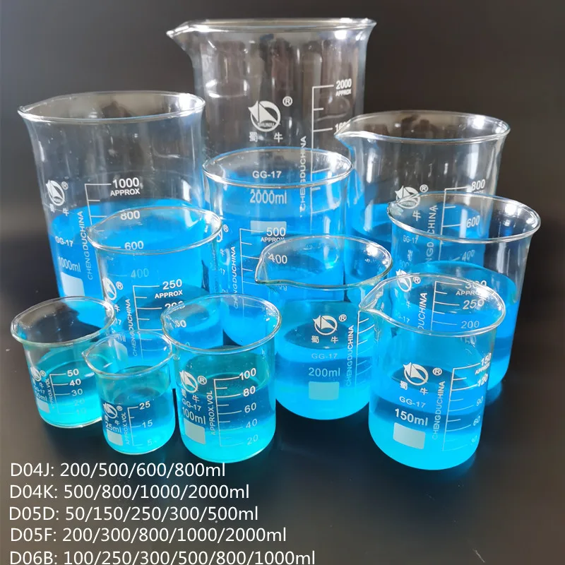 

1Set Low Form Beaker Chemistry Laboratory Borosilicate Glass Transparent Beaker Flask Thickened With Spout