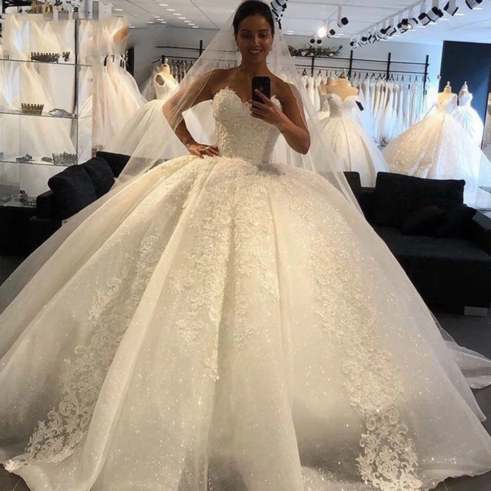 

S0062F 2023 New High -Quality Hot -Selling Beaded Elegant Temperament Sweetheart Tulle Lace Off Shoulder Bride Wedding Dre
