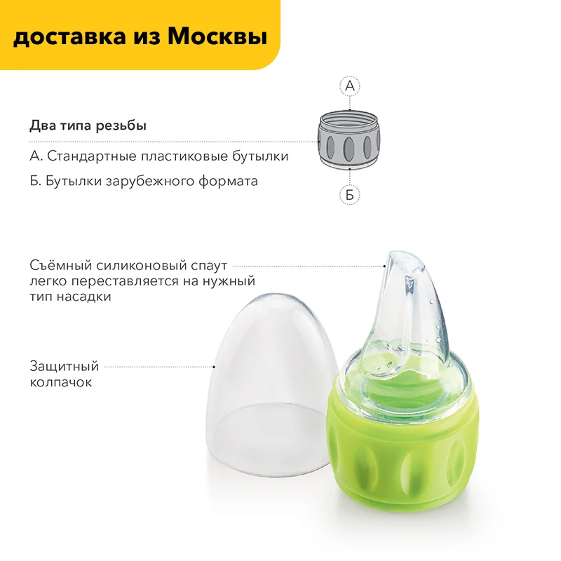 15040 Соска-поильник для бутылок (спаут) Happy Baby силиконовая универсальная | Мать и