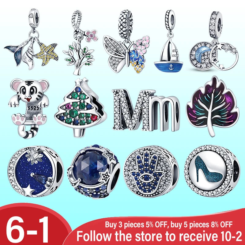 

New 925 Silver Pendant Bead Flower Butterfly Hot S925 Silver Suitable For Original Pandora Ladie Bracelet Silver Pendant Jewelry