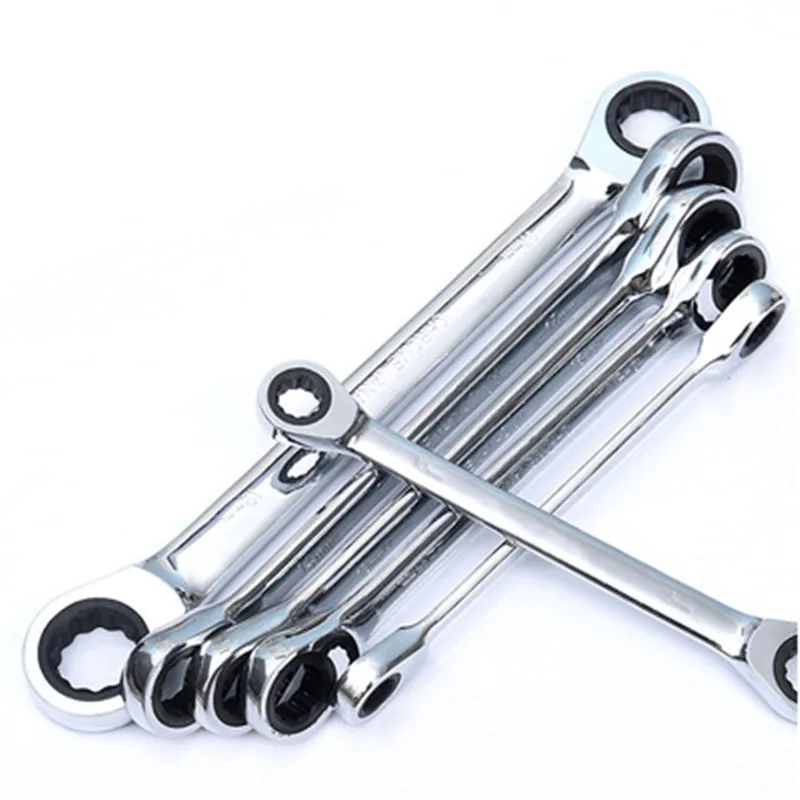 

NILIN Universal Wrench Tool 8-19mm Double Head Ratchet Combination Chrome Finish Double-ended Ratchet Wrench Llave Inglesa