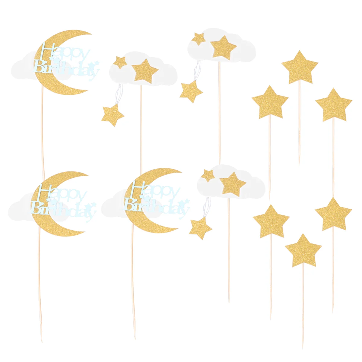 

3 Sets Paper Glitter Cake Picks Party Supplies for Wedding