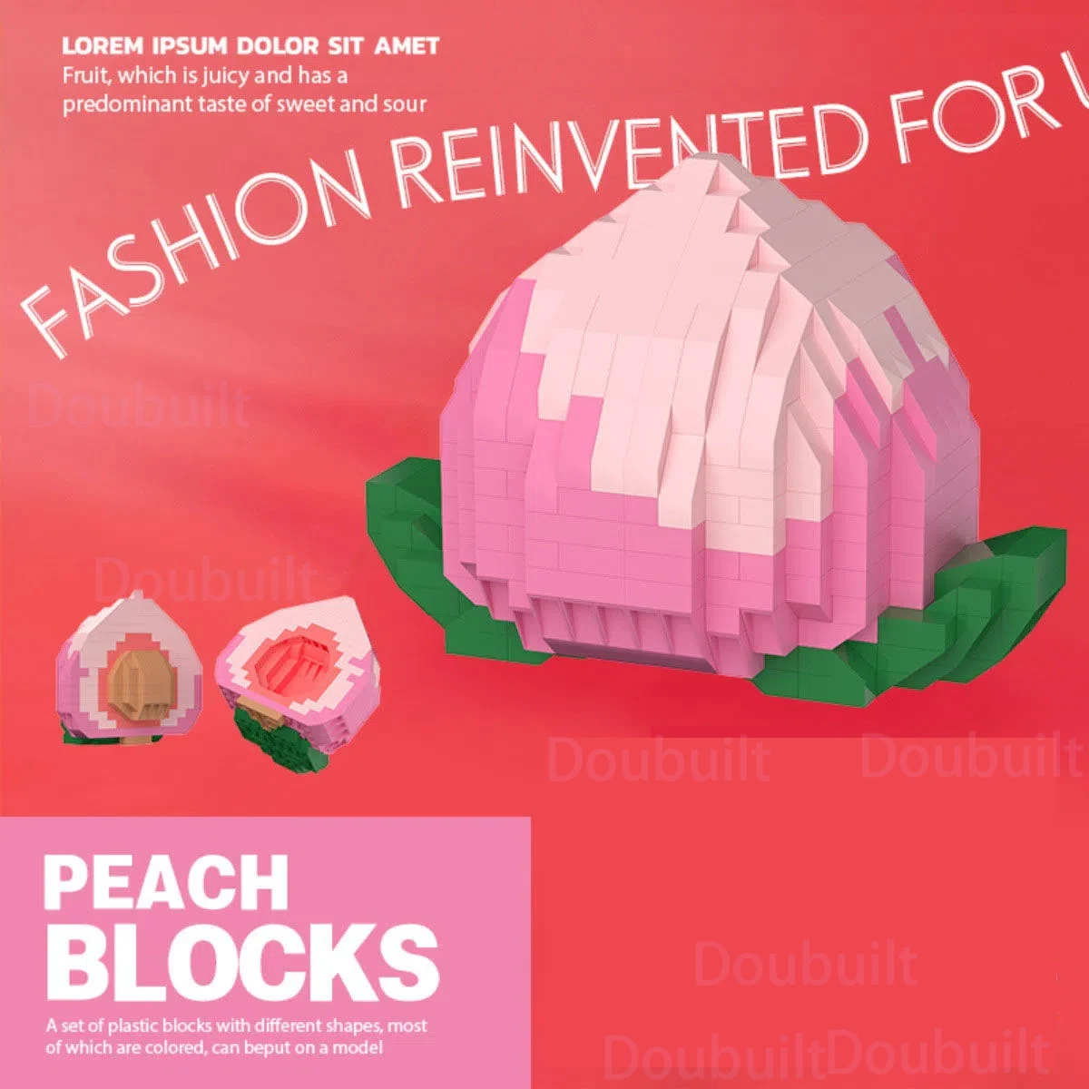 

Doubuilt Creative Building Block Model Peach Banana Avocado Pixel Fruit Combinable Fashion Trend Ip Toys Children Gift with Box