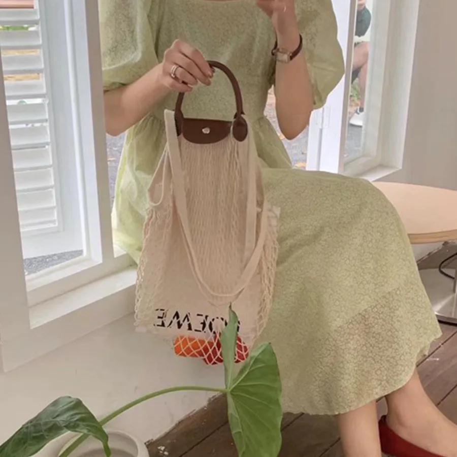 

Casual Hollow Fishnet Women Handbags Designer Mesh Shoulder Crossbody Bags Handmade Rope Woven Beach Bag Large Tote Purses 2022