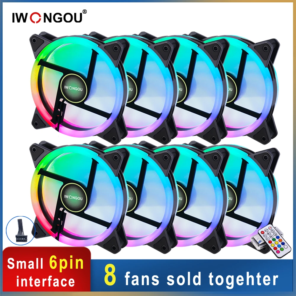 IWONGOU Вентилятор RGB Регулировка PWM 120 мм ПК Компьютерный Кулер Argb Case Для Двойное