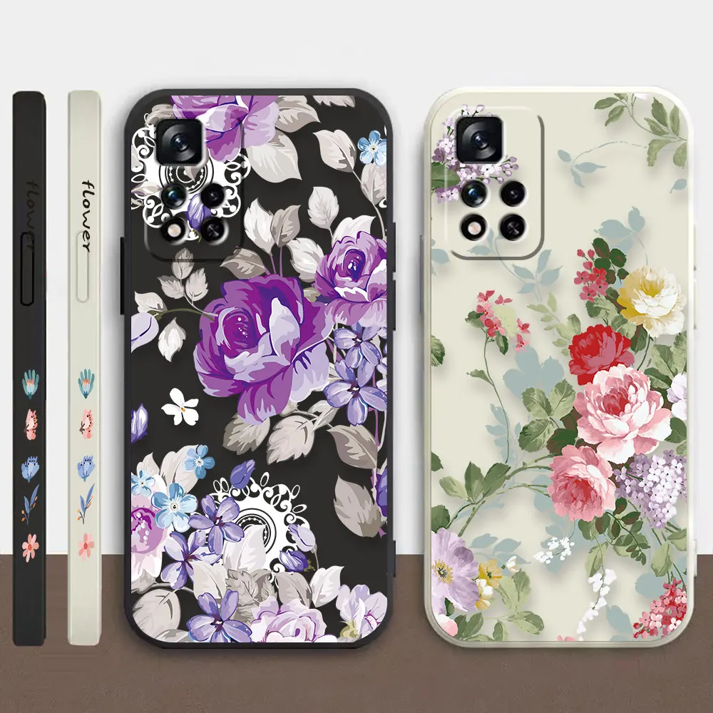 

Phone Case For Redmi Note 12 11 11T 11R 11S 10 9T 8 7S PRO PLUS 4G 5G Case Cover Fundas Cqoues Shell Capa Pretty Purple Flowers