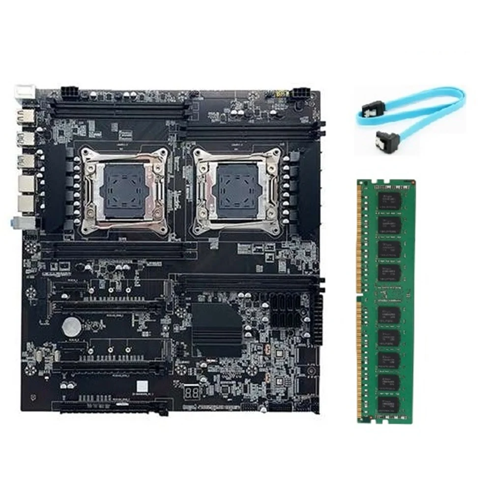 

X99 Dual-Socket Motherboard LGA2011-3 Dual CPU Support RECC DDR4 Memory with DDR4 4GB 2666Mhz RAM Memory+SATA Cable