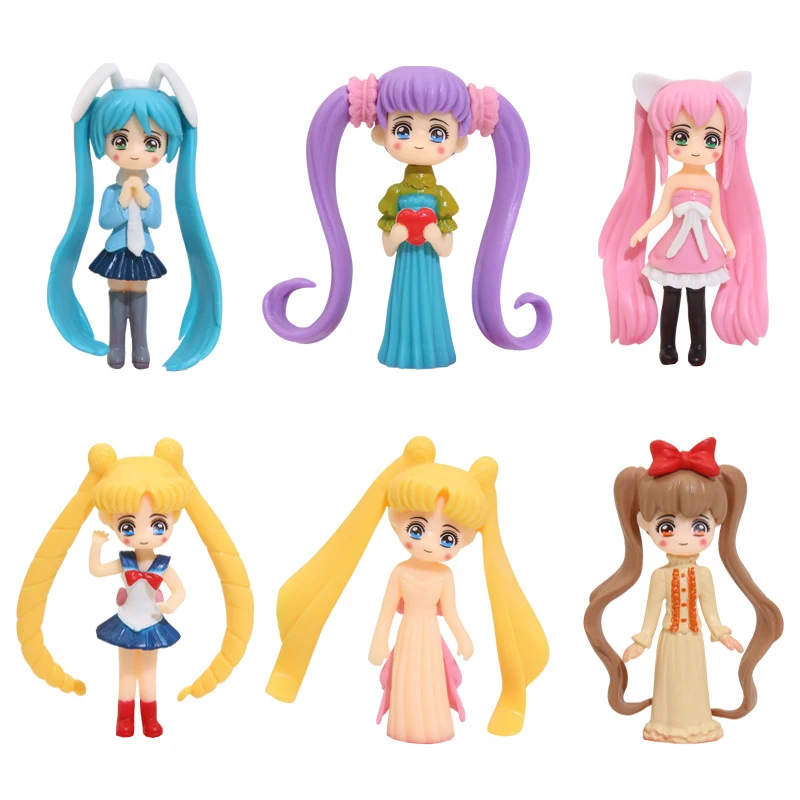 

6 Styles Sailor Moon Action Figures Model Toy Tsukino Usagi Tuxedo Venus Cartoon Anime Collection Decoration Decor Doll Kid Gift