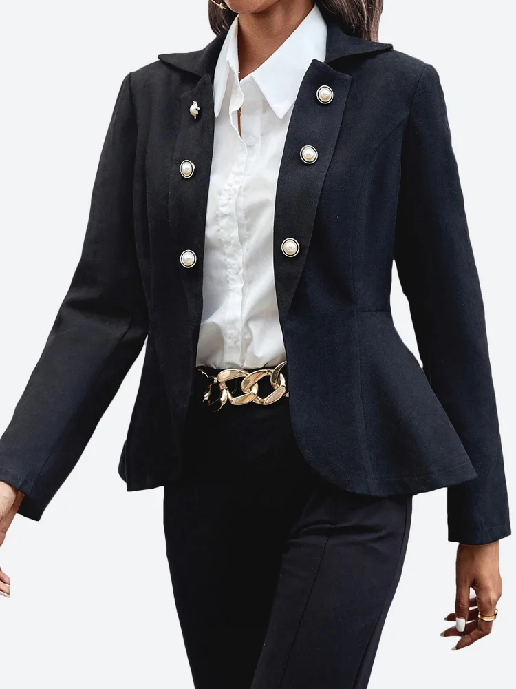 

Женский двубортный Блейзер Benuynffy, повседневный приталенный офисный пиджак с длинным рукавом и английским воротником, весна-осень 2023
