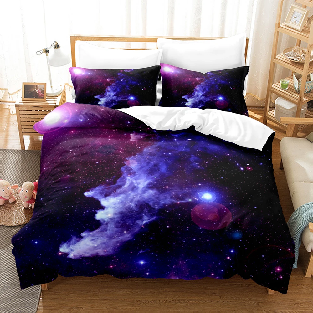 

Universe starry sky Bedding Set Single Twin Full Queen King Size Cool Bed Set Aldult Kid Bedroom Duvetcover Sets 3D Print 032