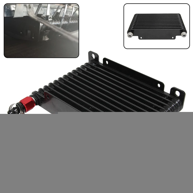 

Universal AN10 13 Row Engine 226mm Oil Cooler Aluminum + 2PCS 0° Fittings Black