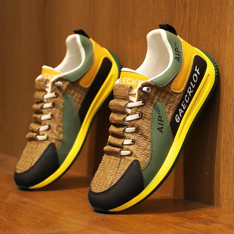

Comfortable Men Spring Outdoor Golf Sneakers Sport Training Shoes Green Gray Athletic Golfer Fitness Shoes