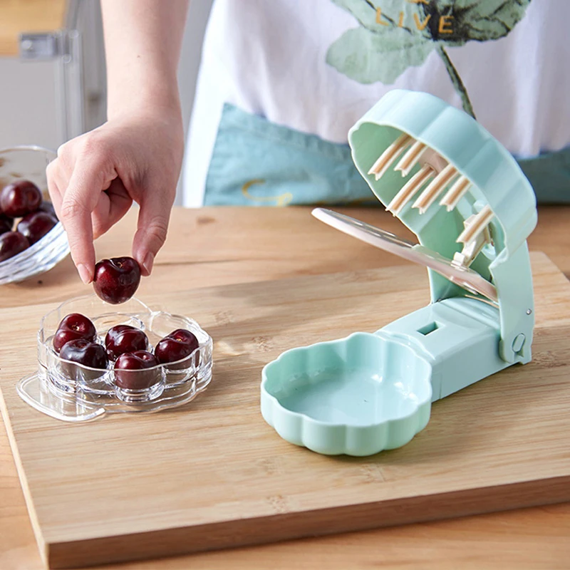 

6 Hole Cherry Corer With Container Kitchen Gadgets Tools Novelty Super Cherry Pitter Stone Corer Remover Pit 6