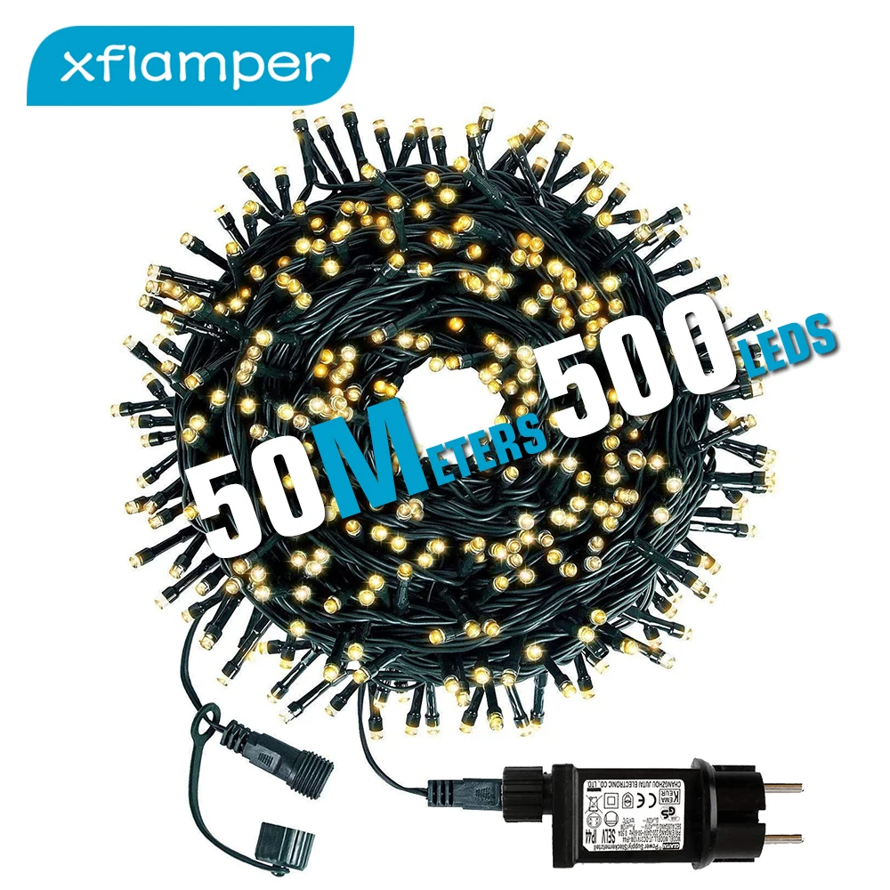 

50M 500LED Fairy String Light Outdoor Waterproof 8 Modes Green Wire for Christmas Home Party Wedding Garden Decoration
