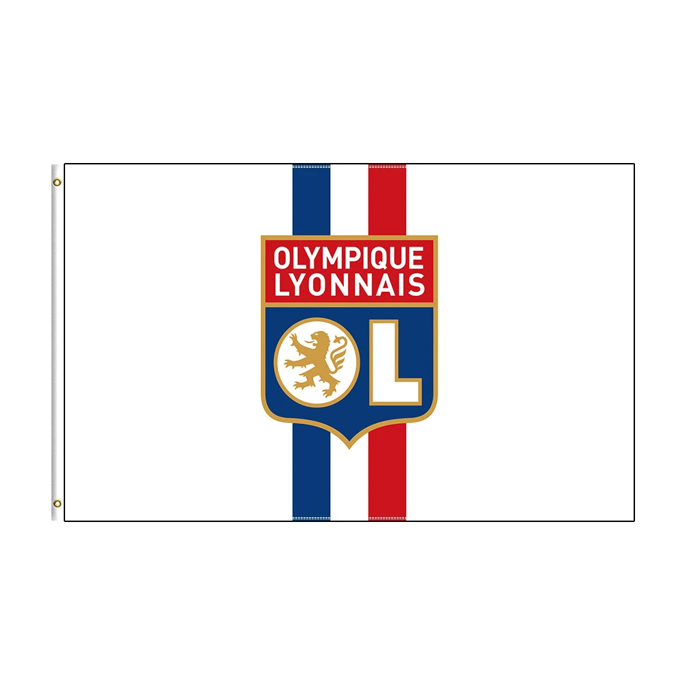 

90x150cm Lyon Flag Polyester Printed Football Team For Decoration