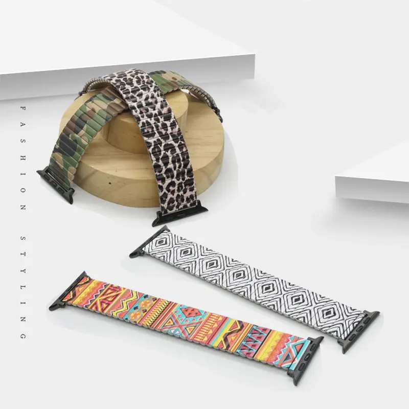

Elastic Strap For Apple watch Band 44mm 42mm 45mm Printing Stainless Steel Band For iWatch Series 7 6 5 4 3 SE 38mm 40mm 41mm