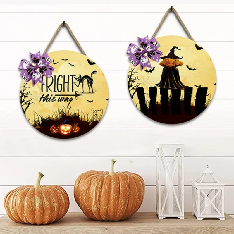 

Door Sign Halloween Hanging Sign for Home Outdoor Halloween Decorations Round