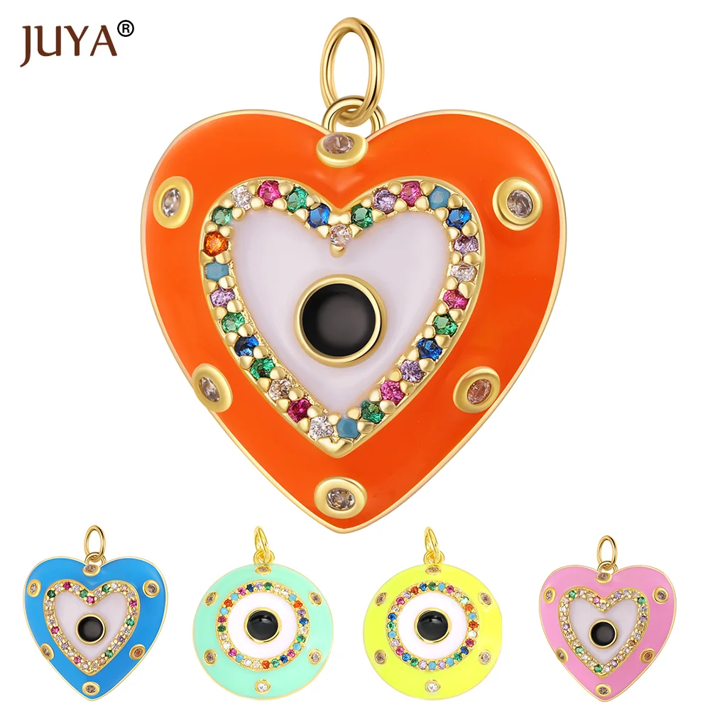 

JUYA Enamel Evil Eye Charms For Jewelry Making Supplies 18K Gold Plated Zircon Bracelet Necklace Diy Accessories Handmade