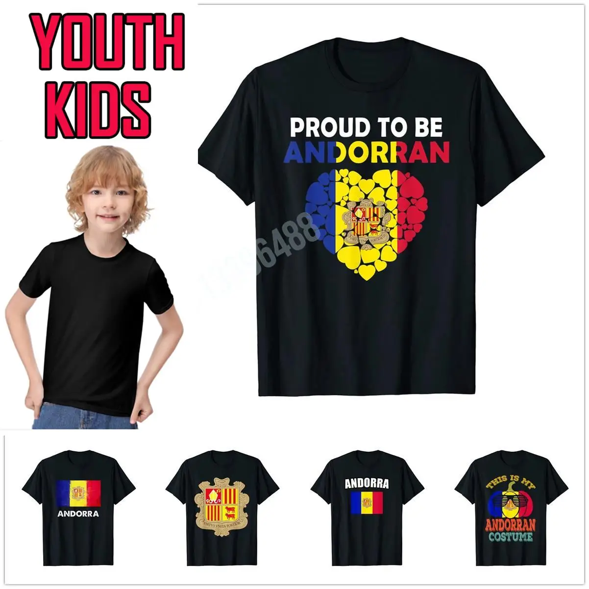 

100% Cotton Youth Kids Andorran Gift Andorra Heart Country T-Shirt For Children T Shirt Family Tops Boy Girl Tee