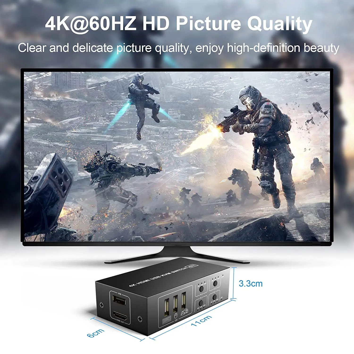 4 порта HDMI KVM переключатель 4x1 USB совместное использование компьютера с одним