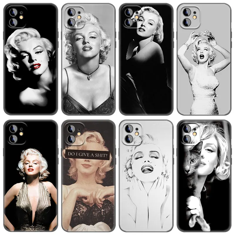 

Phone Case For Apple iPhone 13 12 Mini 11 Pro Max XR X XS MAX 6 6S 7 8 Plus 5 5S SE 2020 Black Cover Coque Marilyn Monroe Funda