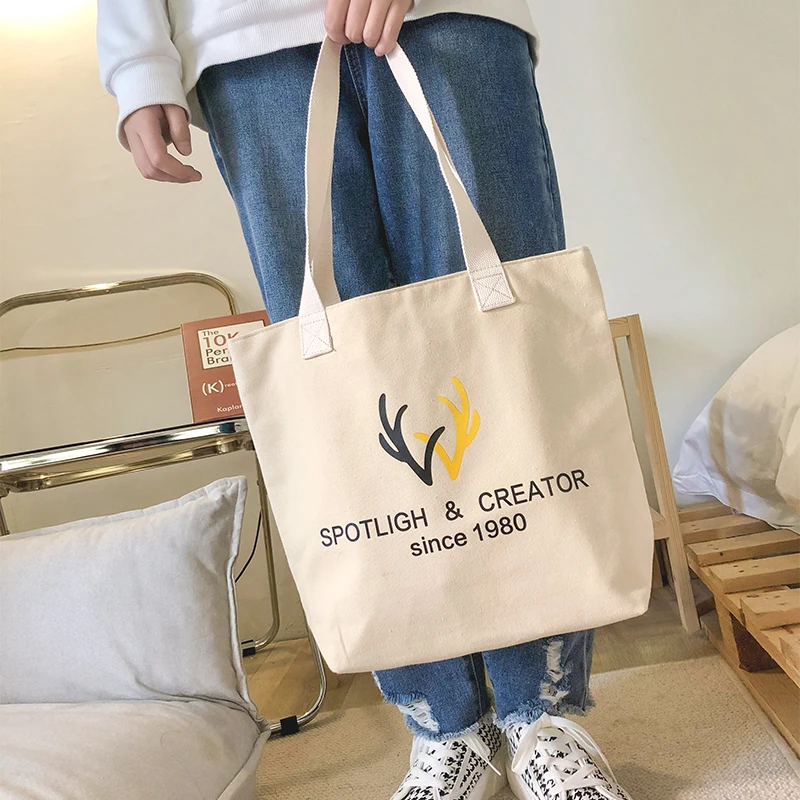 

Canvas Shoulder Bag Print Ladies Casual Handbag Tote Bag Reusable Large Capacity Cotton Shopping Beach Student's Bag