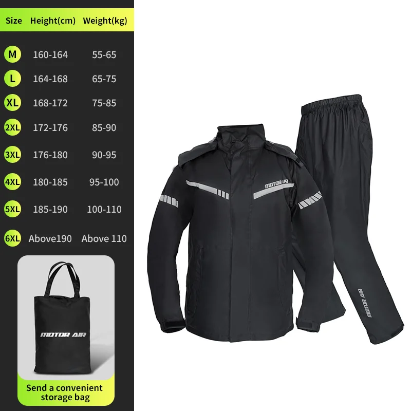 

Обновленная версия, одежда для верховой езды, дождливый костюм, черный плащ для мотоциклиста, сплит-тип, 2 шт./компл., дышащий, глубоко непромокаемый