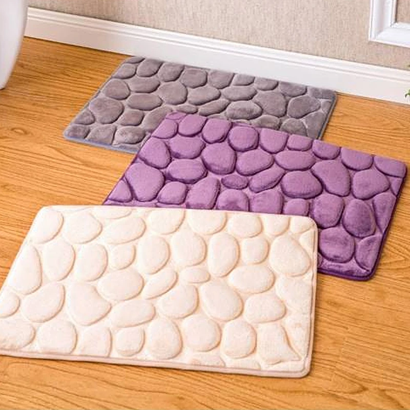 

Non-slip Cobblestone Embossed Bathroom Mat Pebble Absorbent Carpet Floor Washable Rug Memory Foam Pad Bath Doormat Ship From EU