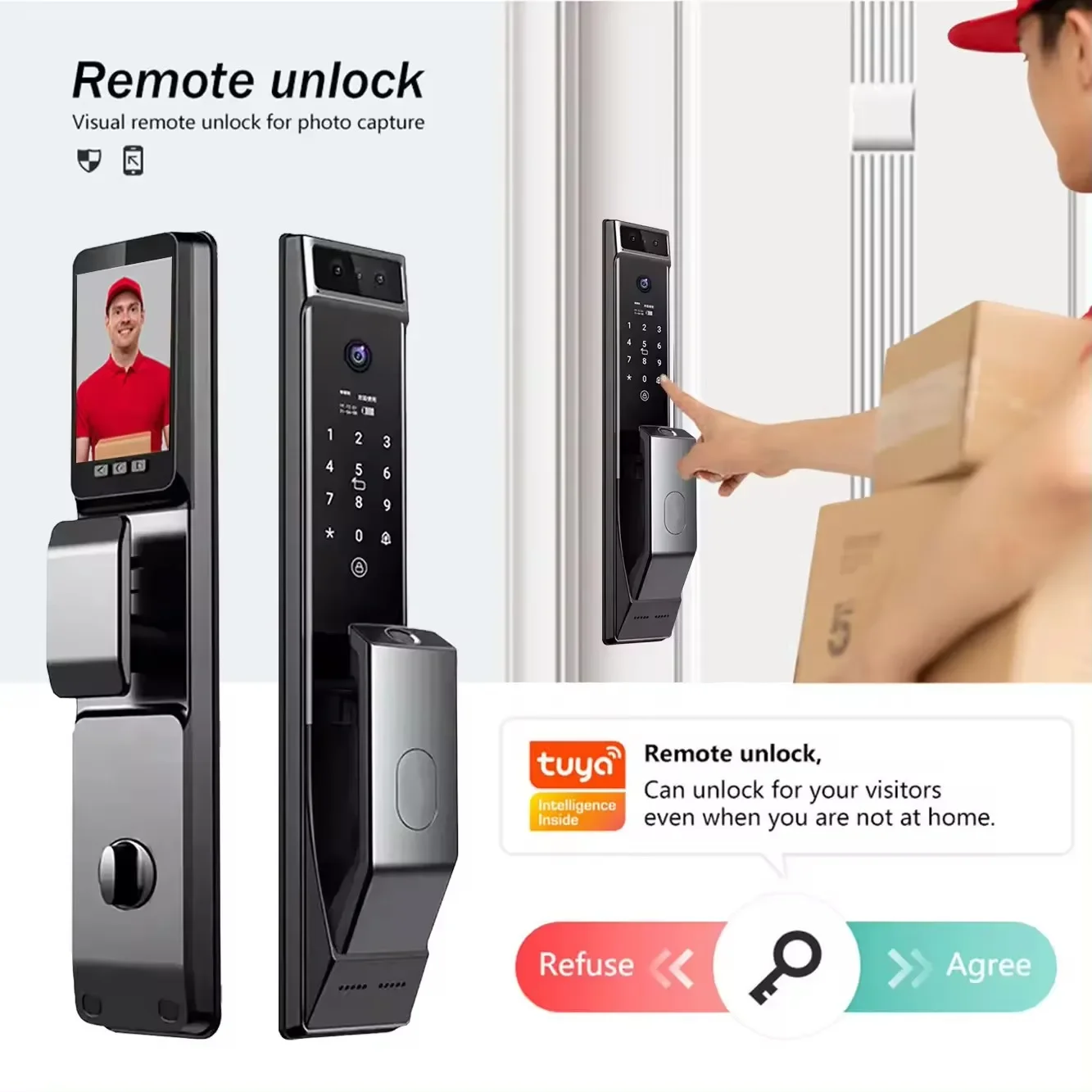 Умный дверной замок Glomarket с распознаванием лица и камеры Cerradura Inteligente Tuya Wi-Fi