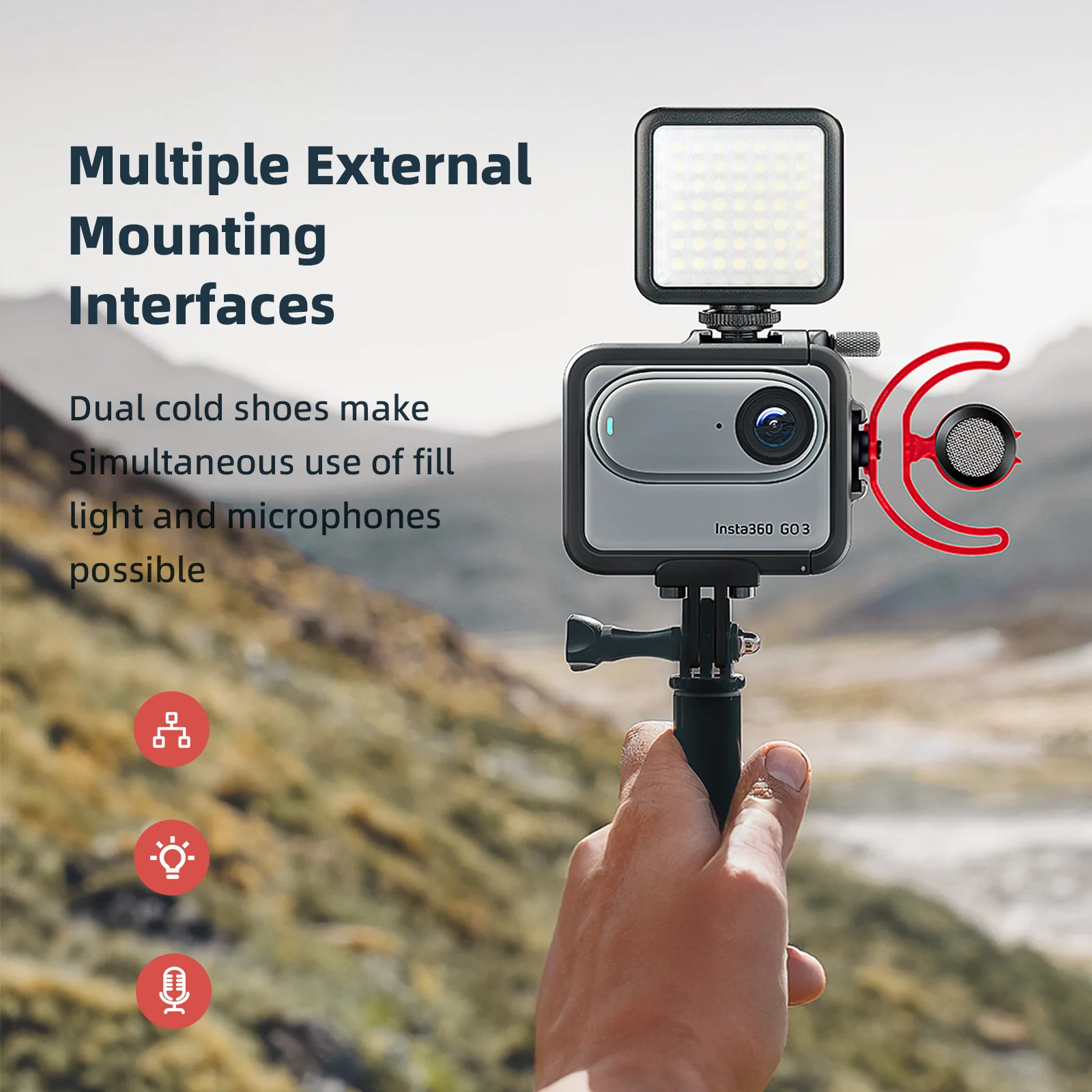 Вертикальная металлическая клетка для Insta360 Go3S Go 3 3S