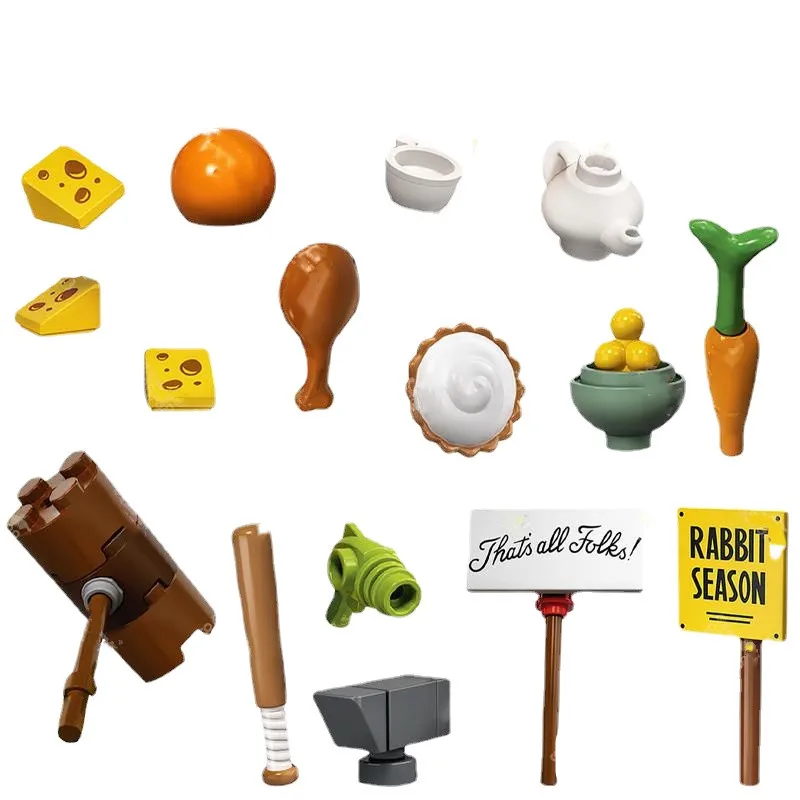 

New Cartoon Anime Figure Building Blocks Bricks Animation Rabbit Bird Duck Cat Pig Creative MOC Accessories Toys for Kids Gift