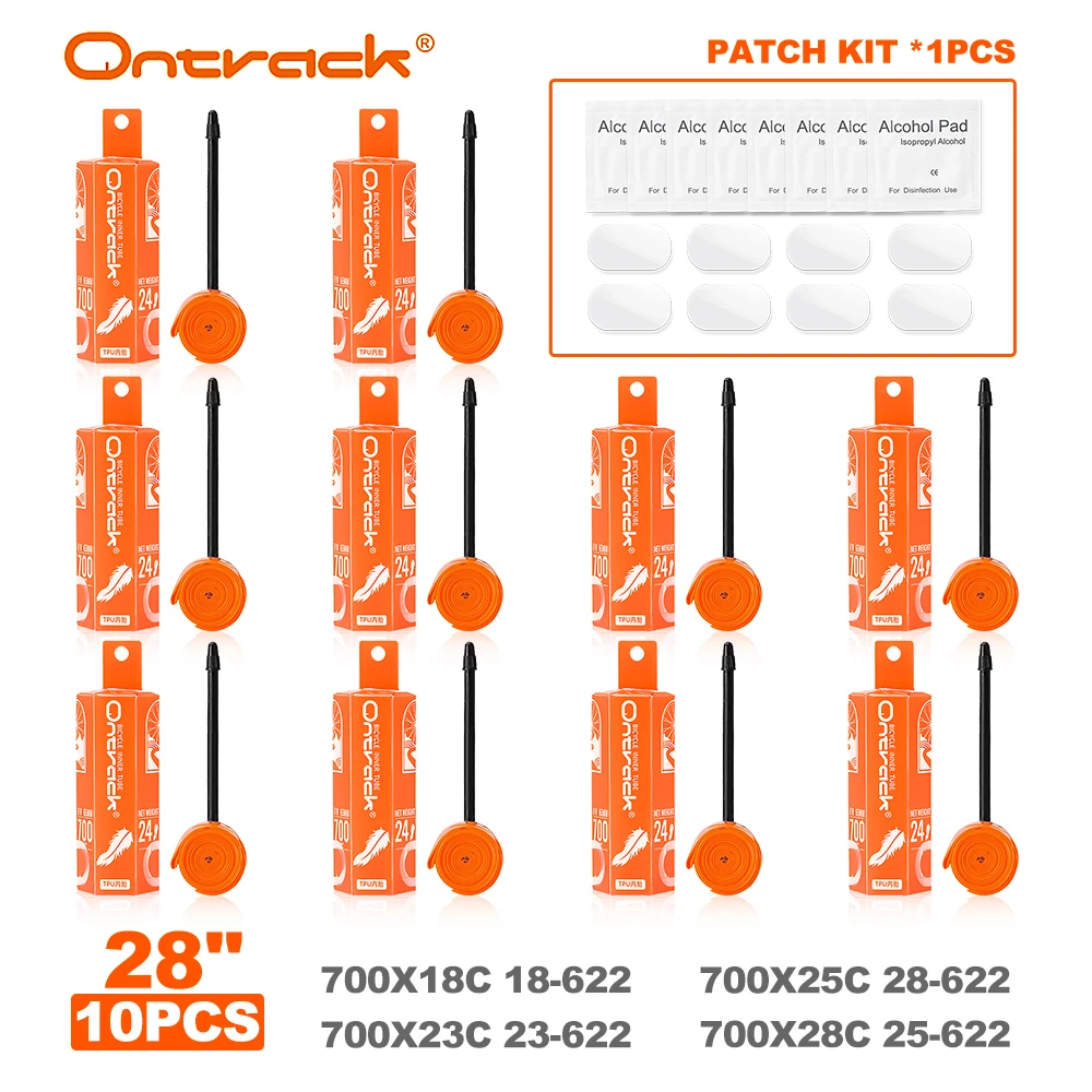 

Ontrack Ultralight Bike TPU Inner Tube 700C 18 23 25 28 32 Road Bicycle Tire 24g 35g 65/85mm French Valve Super Light