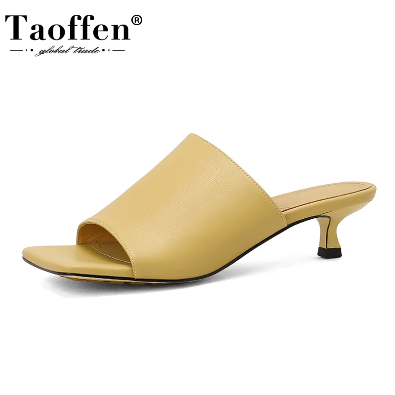 

Taoffen Size 33-40 Women Sandals 2022 Real Leather Square Toe Summer Ladies Shoes Fashion Cool Party Sandals Footwear