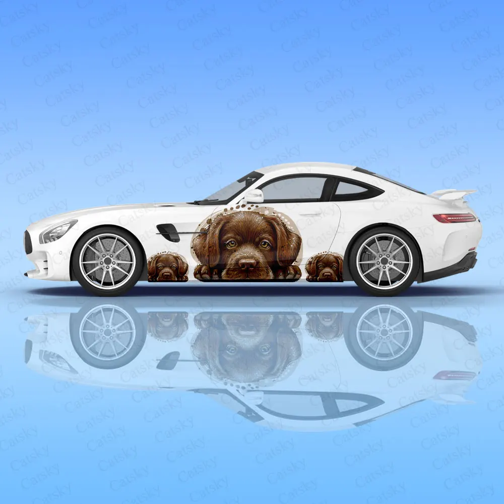

Animal Cute Dog Print Design Car Sticker Decal Hood Door Body Vinyl Sticker Graphic Wrap New Car Sticker Decoration Accessories