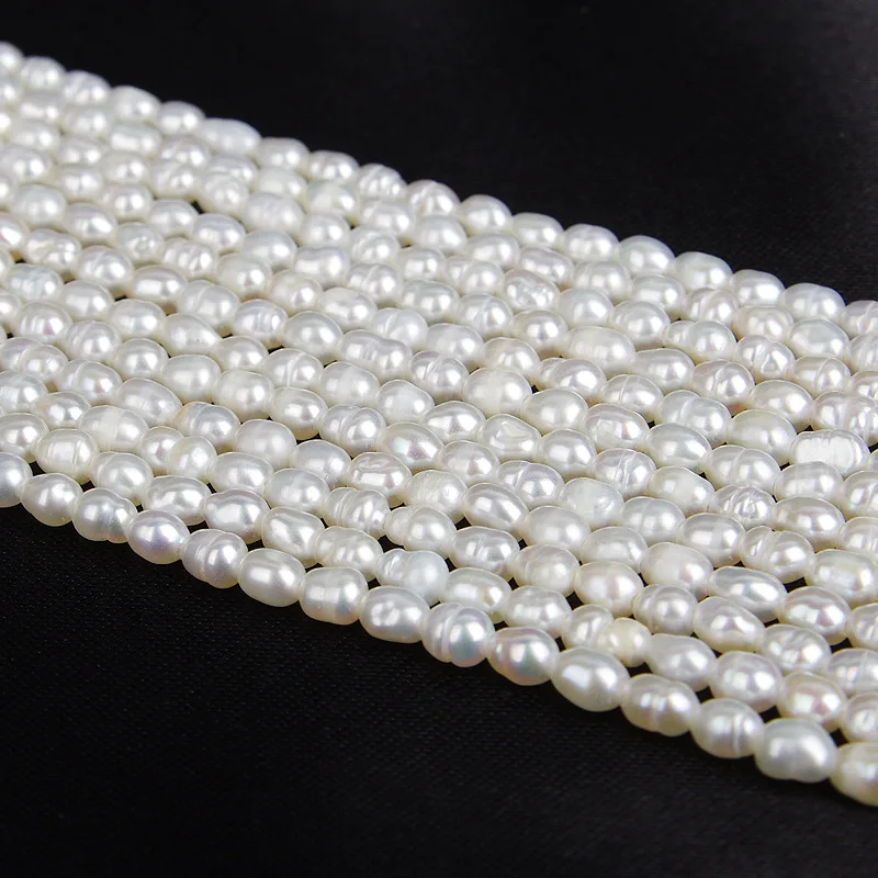 

Icnway 2.5-3mm rice white freshwater pearl 39cm beads for jewelry making