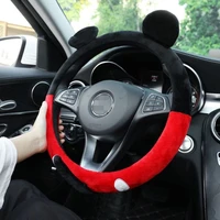 car steering cover universal cartoon mouse summer winter warm plush steering wheel lovely bowknot wholesale fun car accessories