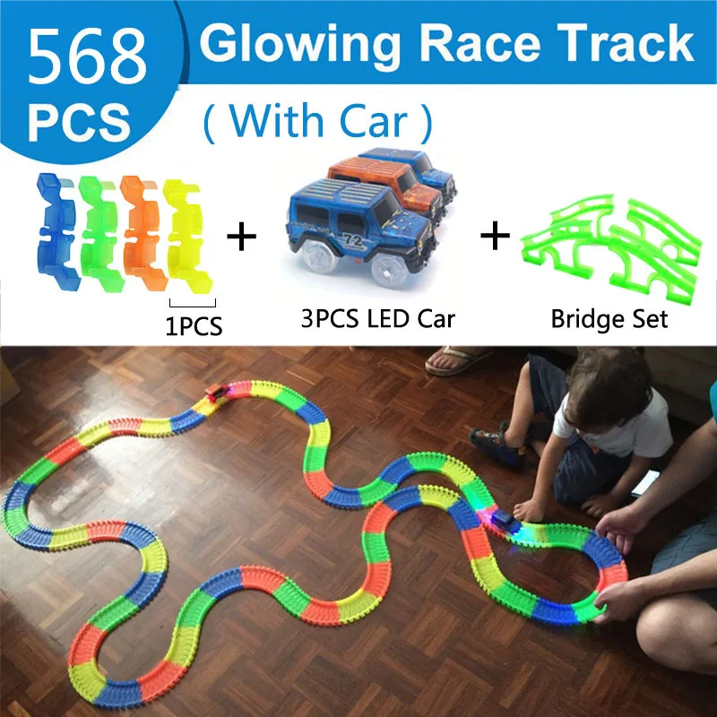 Railway Magical Glowing Flexible Track Car Toys Children Racing Bend Rail Led Electronic Flash Light DIY Toy Kids Gift | Игрушки и хобби