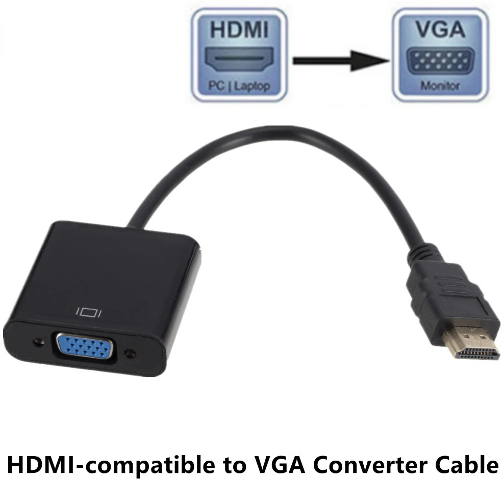 

Кабель-преобразователь 1080P HDMI-совместимый с VGA, Кабель-адаптер цифровой в аналоговый для Xbox PS3 ПК ноутбука тв проектора дисплея