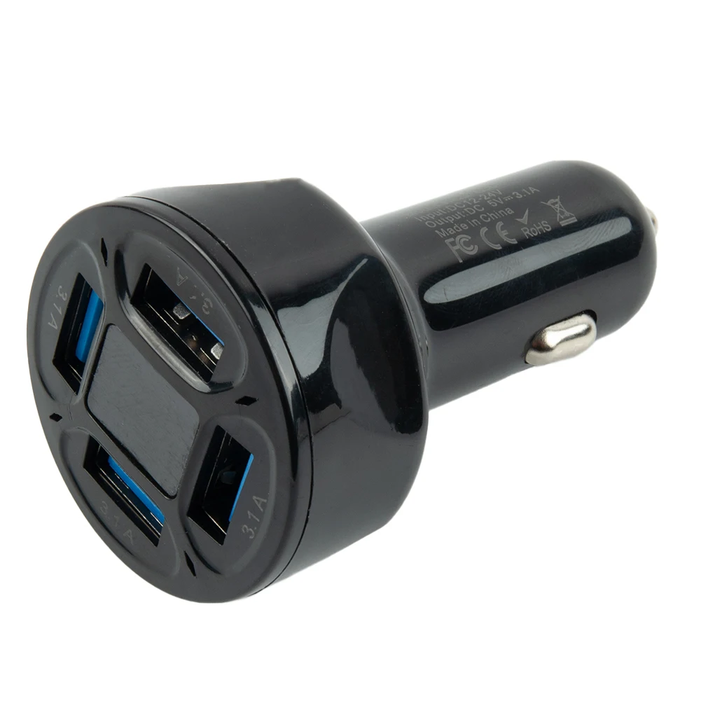 Адаптер автомобильного зарядного устройства, 4 порта, USB 3, выход 1 А со светодиодным дисплеем напряжения аккумулятора, совместимый с популярными автомобилями 12 24 В (art.: 3920d3db1ddfd) - 3920d3db1ddfd