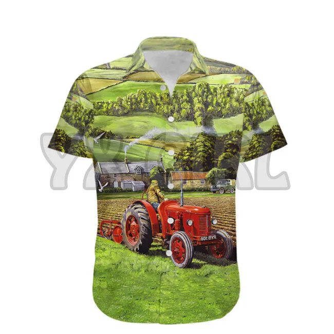 Summer Shirts Vintage Tractor Hawaiian Shirt 3D All Over Printed Hawaiian Shirt Men's For Women's Harajuku Casual Shirt Unisex