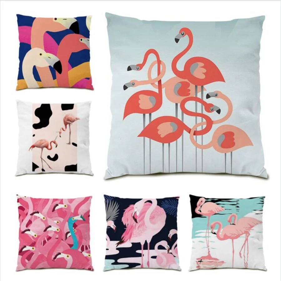 

Flamingo Throw Pillow Covers Decoration Home Abstract Living Room Cushion Cover 45x45 Decoration Luxury Geometric Square E0050