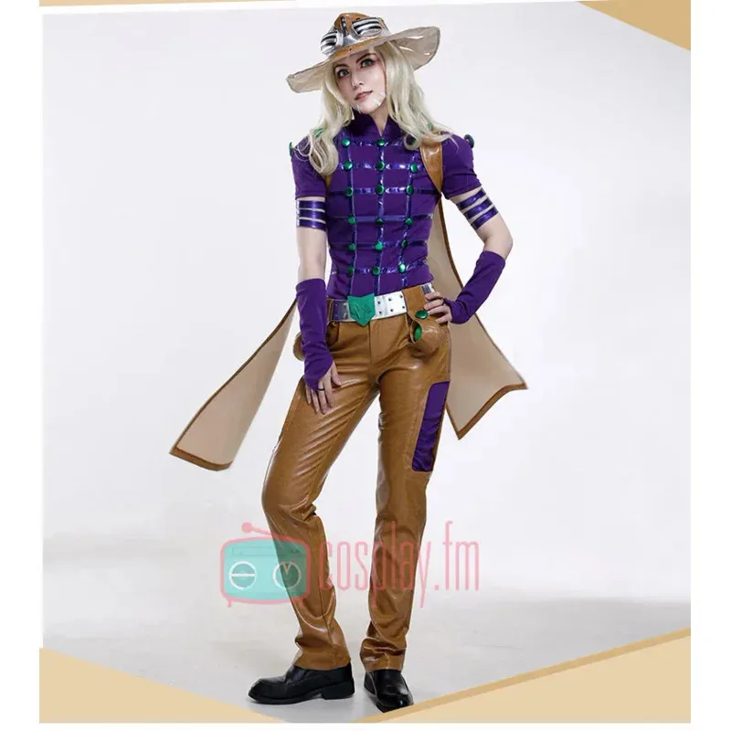 Фото JoJo'S Bizarre Adventure Steel Ball Run Gyro Zeppeli Spin Master Косплей Костюм Полный комплект со шляпой Hallowe NM261 №5